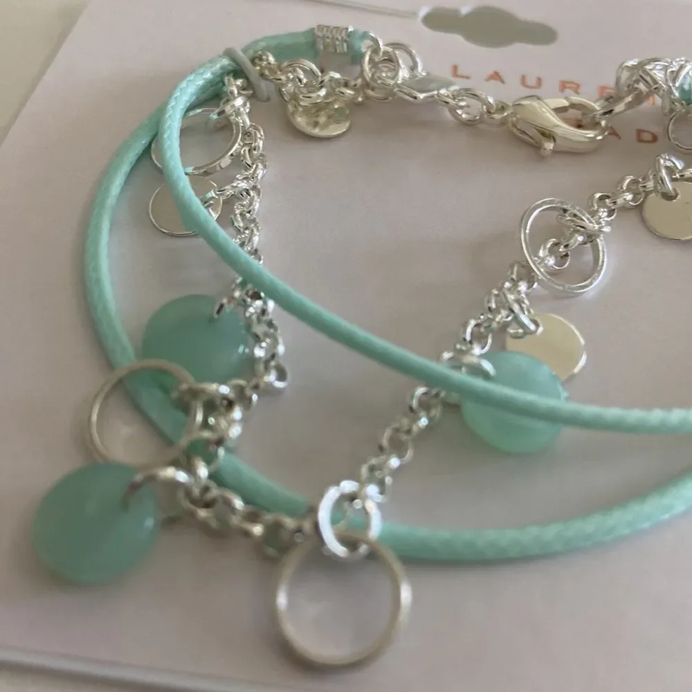 Lauren Conrad NWT Silver and rope mint color bracelet